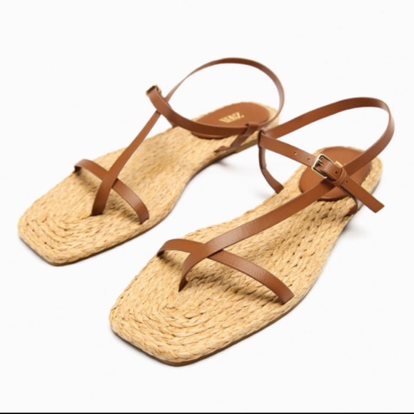 🤎 FLAT SANDALS WITH LEATHER STRAPS - Picture 5 of 8